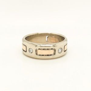 14k Two tone diamond wedding band